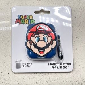 NEW‎ Super Mario Blue AirPods Case 1 & 2 Gen with Clip